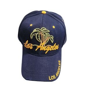 Los Angeles Palm Tree Embroidered Baseball Cap Mens Navy Blue